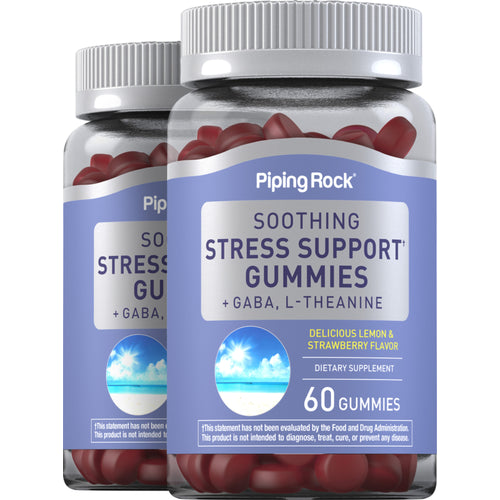 Soothing Stress Support + GABA & L-Theanine  (Delicious Lemon & Strawberry), 60 Gummies, 2  Bottles