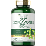 This is a bottle of Carlyle Soy Isoflavones Extract with 1500 mg, containing 200 quick release capsules.