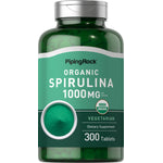 Organic Spirulina supplement with 1000 MG per serving, USDA organic, vegetarian, 300 tablets.