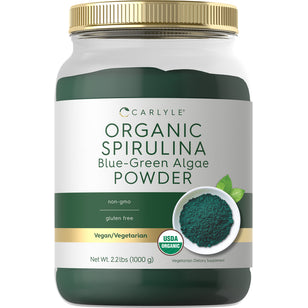 Carlyle Organic Spirulina Blue-Green Algae Powder, Net Weight 2.2 lbs (1000 g).