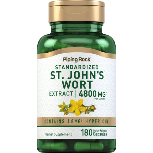 St. John's Wort 1.8% hypericin (Standardized Extract), 4800 mg (per serving), 180 Quick Release Capsules