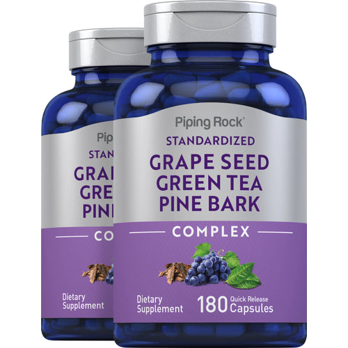Standardized Grape seed, Green Tea & Pine Bark Complex, 180 Quick Release Capsules, 2  Bottles