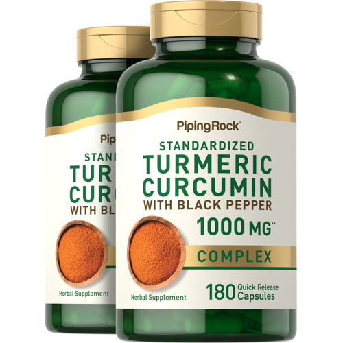 Standardized Turmeric Curcumin Complex w/ Black Pepper, 1000 mg, 180 Quick Release Capsules, 2  Bottles