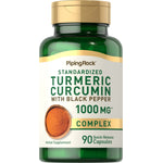 Turmeric Curcumin with Black Pepper 1000 MG Complex, 90 quick-release capsules, herbal supplement bottle.