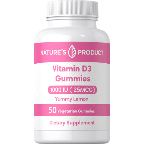 Sunny Gummies Vitamin D3 1,000 IU (Yummy Lemon), 50 Gummies