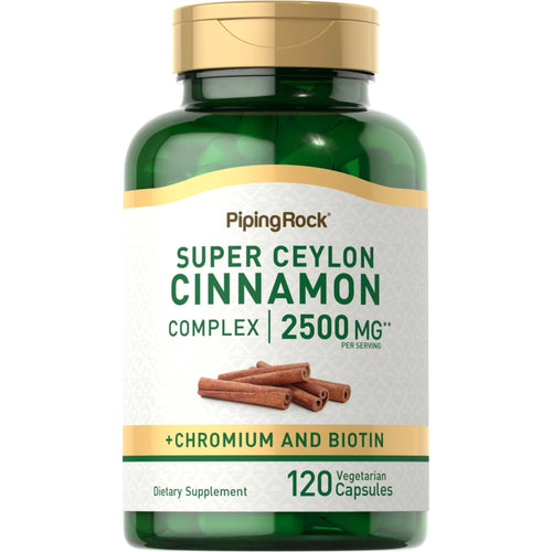 Super Ceylon Cinnamon Complex w/ Chromium & Biotin, 2500 mg (per serving), 120 Vegetarian Capsules