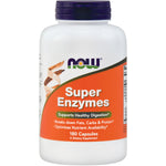 Now Foods Super Enzymes, bottle containing 180 capsules, designed to support digestive health and nutrient absorption.