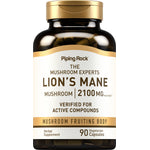Lion's Mane Mushroom 2100 MG equivalent, mushroom fruiting body, 90 vegetarian capsules, verified for active compounds.
