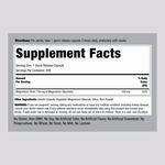 Supplement Facts label for Magnesium Glycinate 750 mg, 200 capsules.