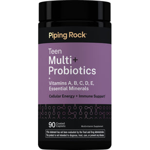 Teen Multi+ Probiotics, Vitamins, and Essential Minerals for Cellular Energy and Immune Support, 90 Coated Caplets.