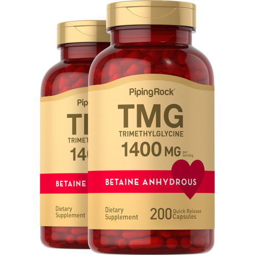 TMG (Trimethylglycine), 1400 mg (per serving), 200 Quick Release Capsules, 2  Bottles