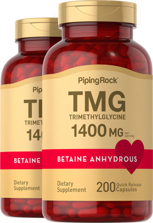 TMG (Trimethylglycine), 1400 mg (per serving), 200 Quick Release Capsules, 2  Bottles