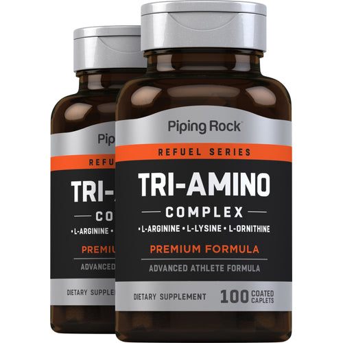 Tri Amino L-Arginine L-Ornithine L-Lysine, 100 Coated Caplets, 2  Bottles