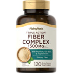 Triple Action Fiber Complex with Psyllium, Oat Bran, & Apple Pectin, 1500 MG per serving, 120 quick-release capsules.