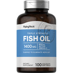 Triple Strength Fish Oil 1400 MG with 850 MG Active Omega-3, in 100 quick-release softgels.