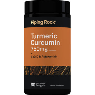 Turmeric Curcumin Plus Coq10 and Astaxanthin, 750 mg, 60 Quick Release Softgels