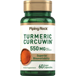 Turmeric Curcuwin 550 MG per 2 Capsules, 60 Vegan Capsules. Herbal supplement known for superior bioavailability.