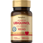 Advanced Ubiquinol 100 MG is the active form of CoQ-10, known for high bioavailability and absorption; includes 120 quick-release softgels.