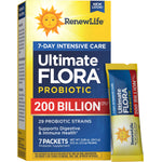 RenewLife Ultimate Flora Probiotic, 7-Day Intensive Care, 200 Billion CFU, includes 7 packets.