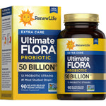 Ultimate Flora Extra Care Probiotic with 50 Billion CFU in 90 delayed release vegan capsules.