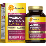 RenewLife Ultimate Flora Vaginal & Urinary Probiotic with Cranberry, 60 Vegan Capsules in Delayed Release format.