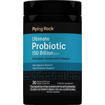 Ultimate Probiotic with 150 Billion CFU, 40 strains, prebiotics, and 30 delayed-release vegan capsules.
