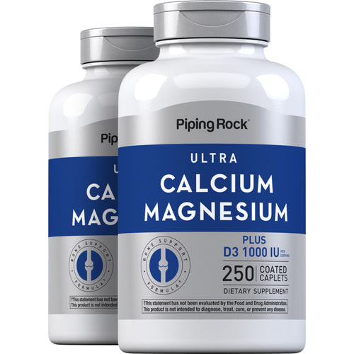Ultra Calcium Magnesium Plus D3 (Cal 1000mg/Mag 500mg/D3 1000IU) (per serving), 250 Coated Caplets, 2  Bottles