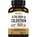 Ultra (High Ig) Colostrum: 1000 mg per serving, 20% immunoglobulins, 120 vegetarian capsules.
