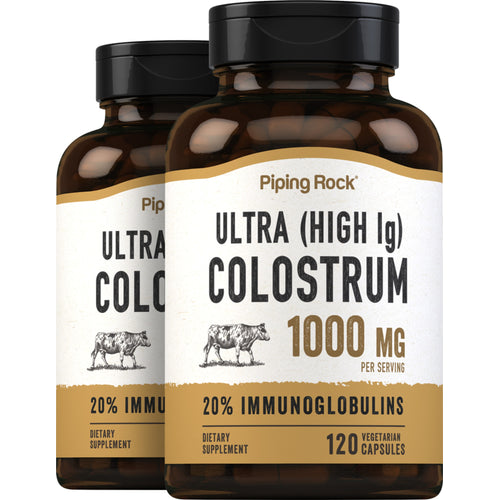 Ultra Colostrum (High IG), 1000 mg (per serving), 120 Vegetarian Capsules, 2  Bottles