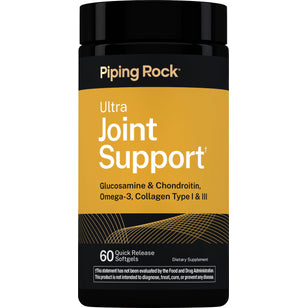 Ultra Joint Support Glucosamine & Chondroitin, Omega-3, Collagen Type I & III, 60 Quick Release Softgels, Dietary Supplement.