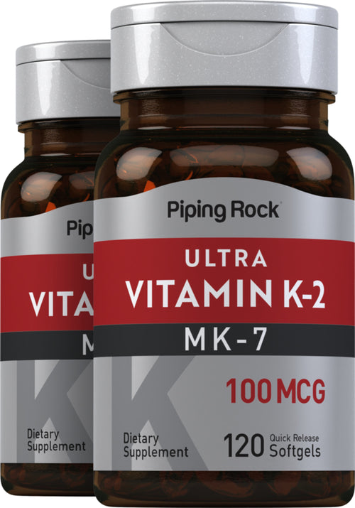 Ultra K2 with MK-7, 100 mcg, 120 Quick Release Softgels, 2  Bottles