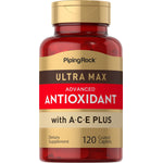 ULTRA MAX ADVANCED ANTIOXIDANT with A·C·E PLUS, featuring 120 coated caplets for enhanced wellness support.