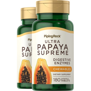Ultra Papaya Enzyme Supreme, 180 Chewable Tablets, 2  Bottles