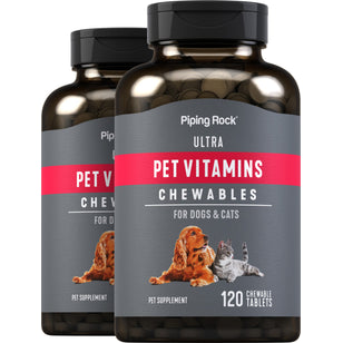 Ultra Pet Vitamins for Dogs & Cats, 120 Chewable Tablets, 2  Bottles