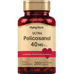 Ultra Policosanol 40 MG Supplement with 200 Quick Release Capsules including Octacosanol, Triacontanol, and Hexacosanol.