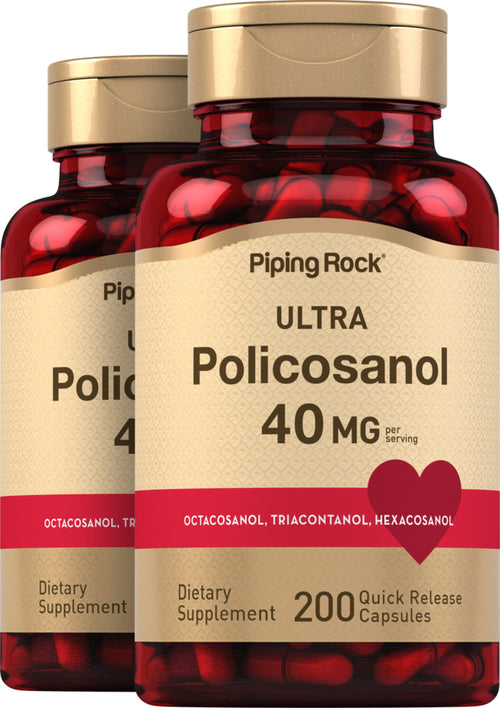 Ultra Policosanol, 40 mg (per serving), 200 Quick Release Capsules, 2  Bottles