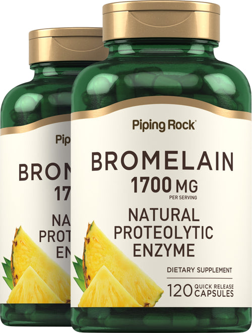 Ultra Strength Bromelain, 1700 mg (per serving), 120 Quick Release Capsules, 2  Bottles