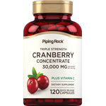 Triple Strength Cranberry Concentrate 30,000 MG plus Vitamin C, 120 Quick Release Capsules bottle.