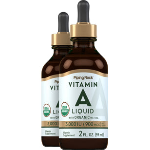 Vitamin A Liquid (Organic), 3000 IU, 2 fl oz (59 mL) Dropper Bottle, 2  Bottles