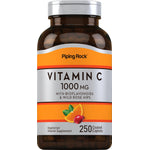 Vitamin C 1000 mg with Bioflavonoids and Wild Rose Hips, 250 coated caplets displayed.