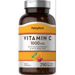 Vitamin C 1000 mg with Bioflavonoids and Wild Rose Hips in 250 quick release capsules.