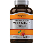 Sustained Release Vitamin C 1000 MG with Wild Rose Hips Vegetarian Vitamin Supplement, available as 240 coated caplets.