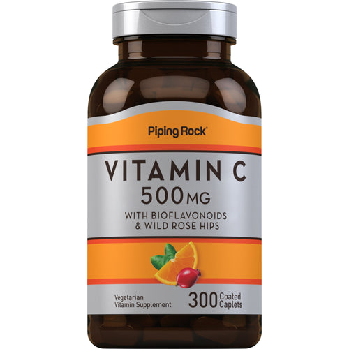 Vitamin C 500 mg with Bioflavonoids & Rose Hips, 300 Coated Caplets