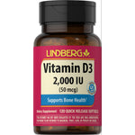 Lindberg Vitamin D3 2,000 IU (50 mcg) Dietary Supplement 120 Quick Release Softgels. Supports Bone Health. Verified Gluten Free.
