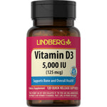 Lindberg Vitamin D3 5,000 IU (125 mcg) comes in 120 Quick Release Softgels.