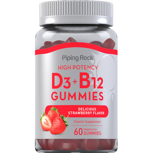 Vitamin D3 + B12 (Delicious Strawberry), 60 Vegetarian Gummies