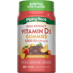 Vitamin D3 (Delicious Peach), 5000 IU, 60 Gummies