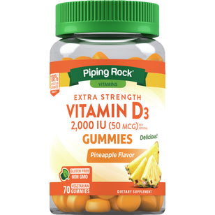 Vitamin D3 (Pineapple), 2000 IU, 70 Vegetarian Gummies
