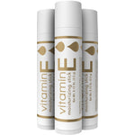 Three moisturizing Vitamin E sticks, each weighing 0.12 oz (3.5 g).