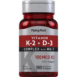 Vitamin K-2 Complex 100 mcg with D3, 180 Quick Release Softgels